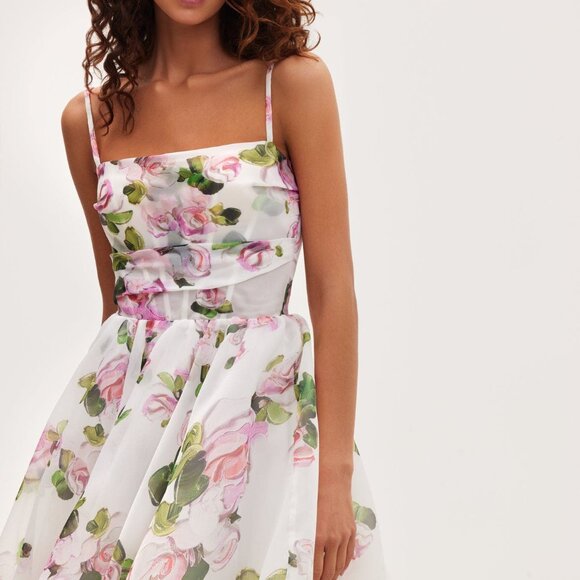 Floral Midi Dress - White and Pink - Picture 5 of 12